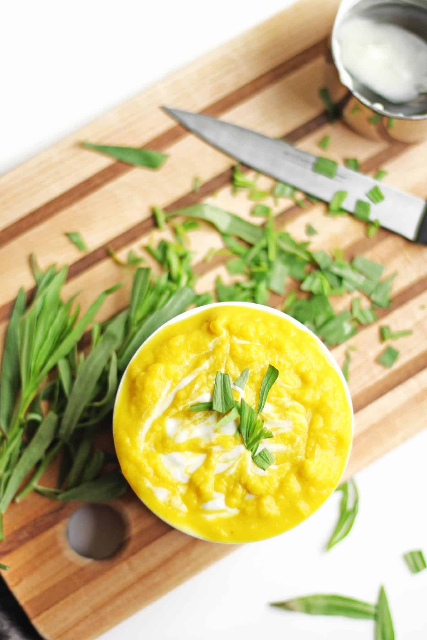 Golden beet puree with tarragon and yogurt! An easy and healthy homemade baby food recipe that is sure to please your little one. YUM! // Rhubarbarians