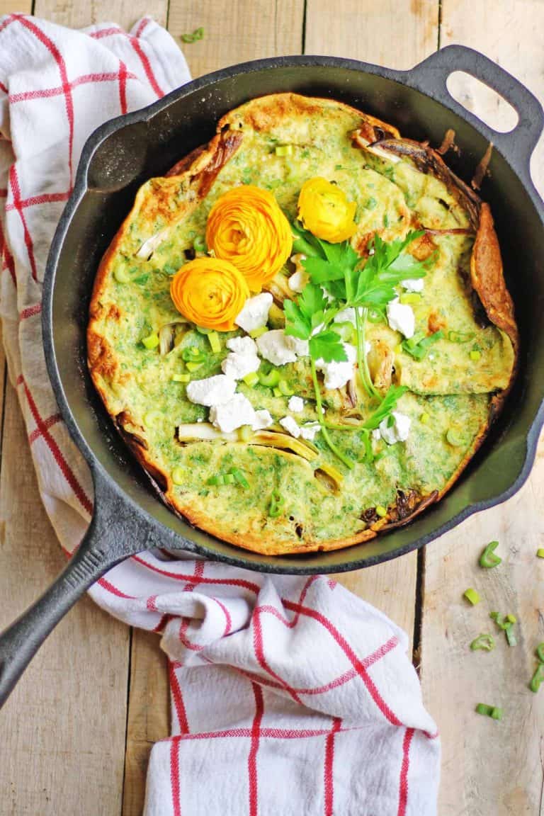 Easy savory dutch baby pancake with spring onions Rhubarbarians