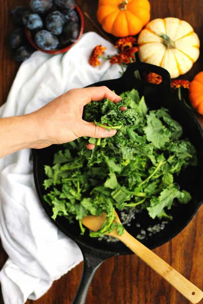 Garlicky sauteed broccoli rabe and kale Rhubarbarians