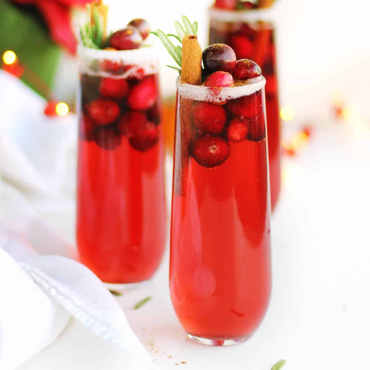 Holiday mocktail with cranberries