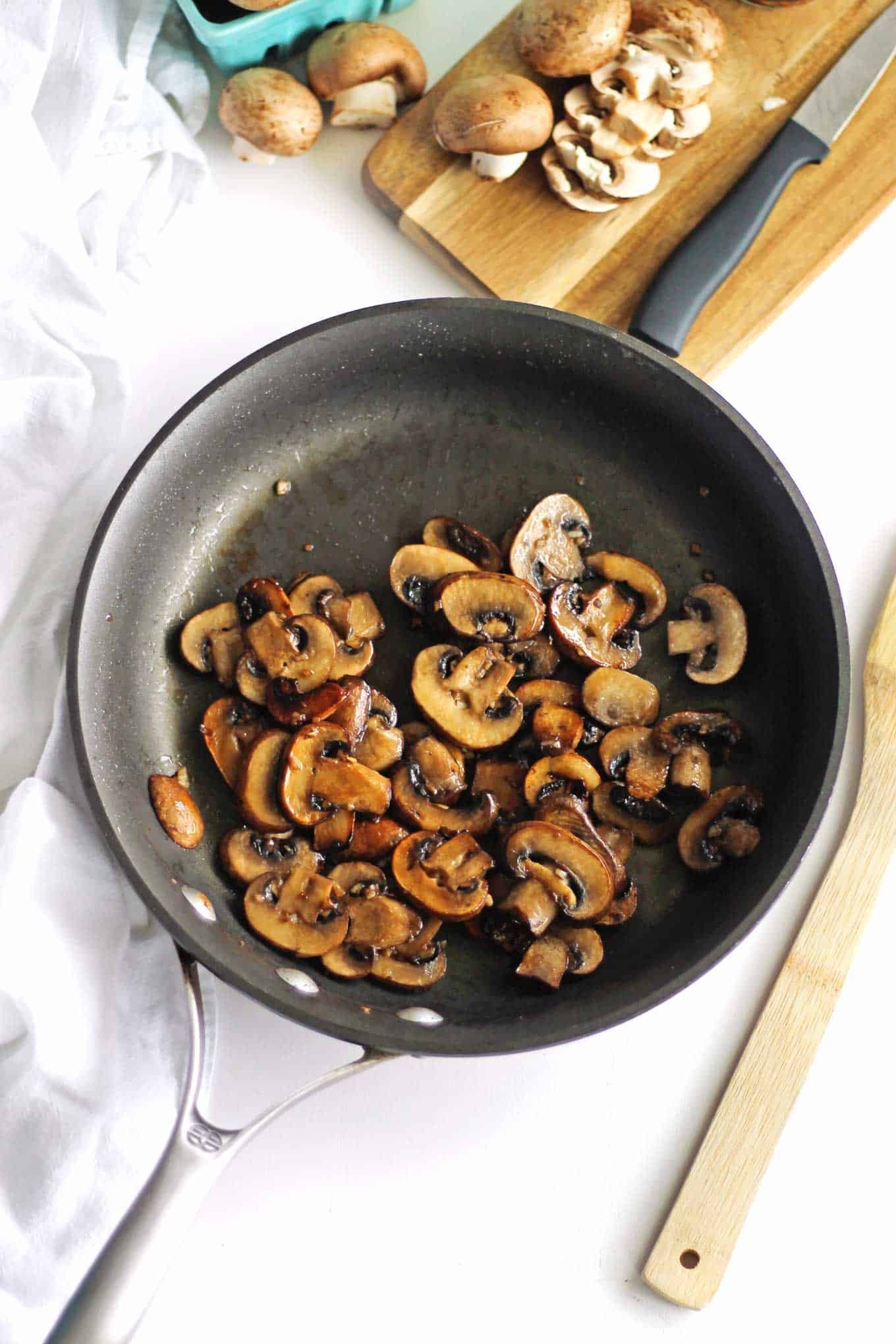 sauteed mushrooms in a pan