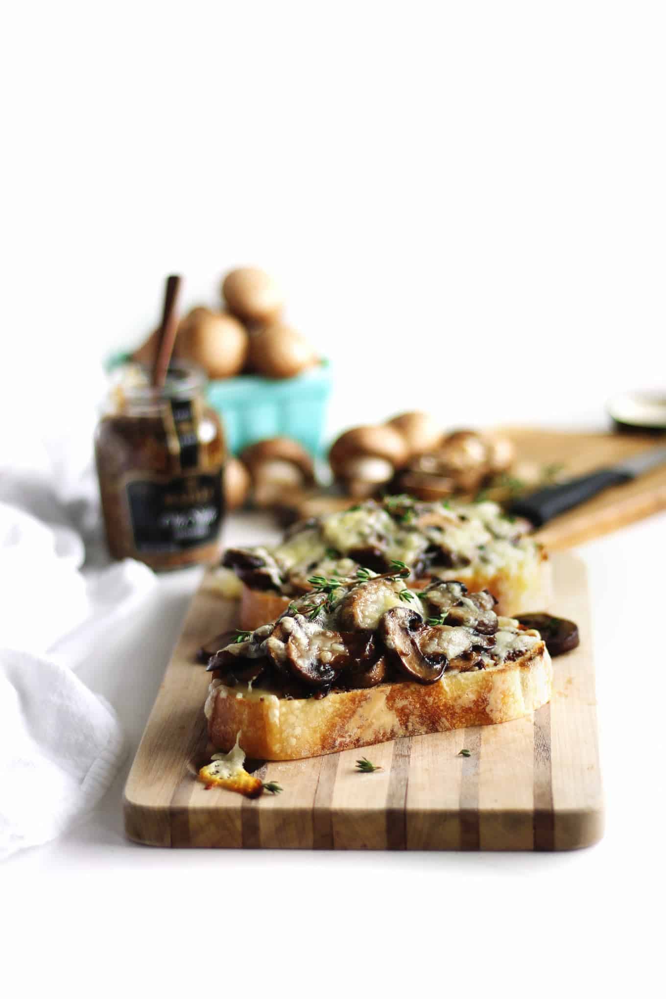 mushrooms on toast with cheese