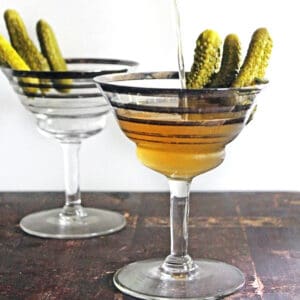 Pickle martini with pickles