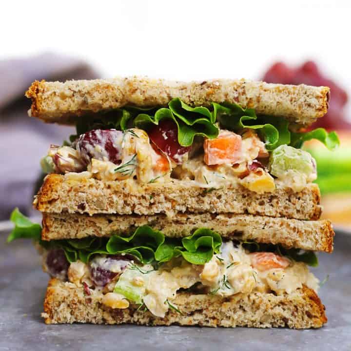 5-minute chickpea salad sandwich with grapes & walnuts - Rhubarbarians