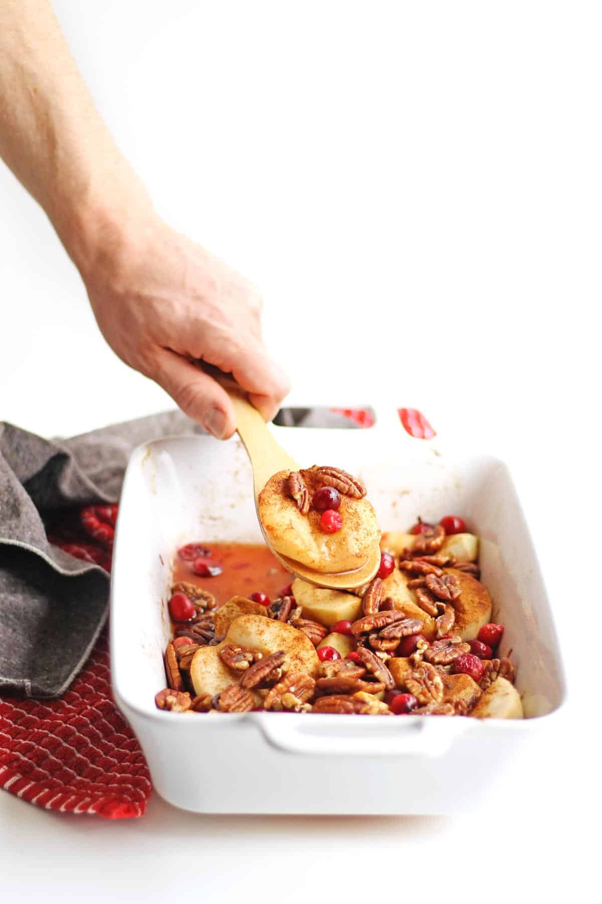 roasted pears with cranberries and pecans