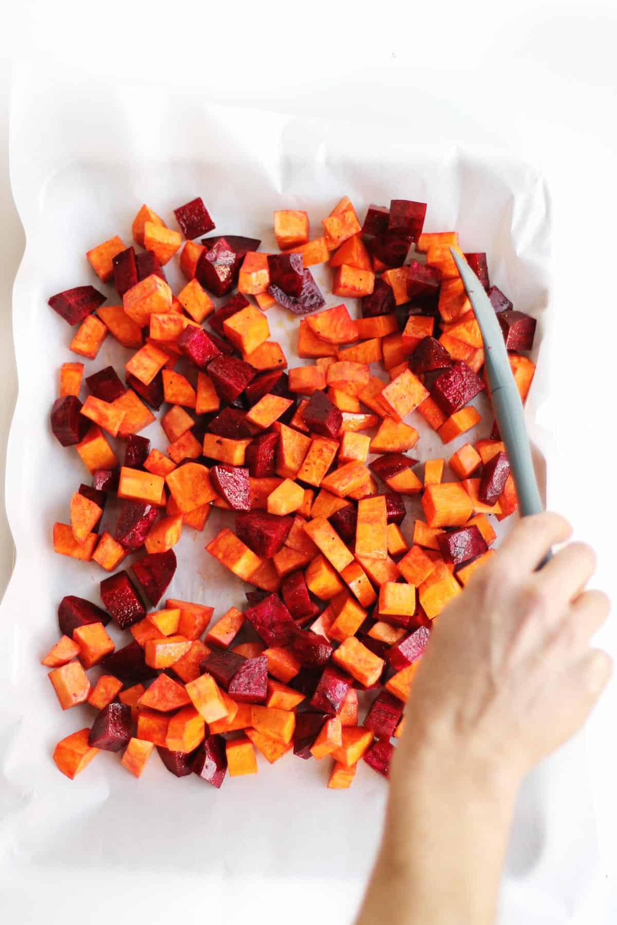 roasted sweet potatoes and beets