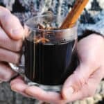Holiday coffee with a cinnamon stick