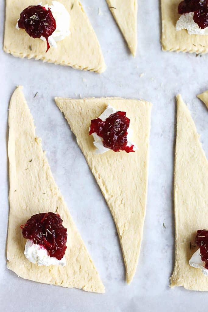 crescent dough with cranberry and cream cheese