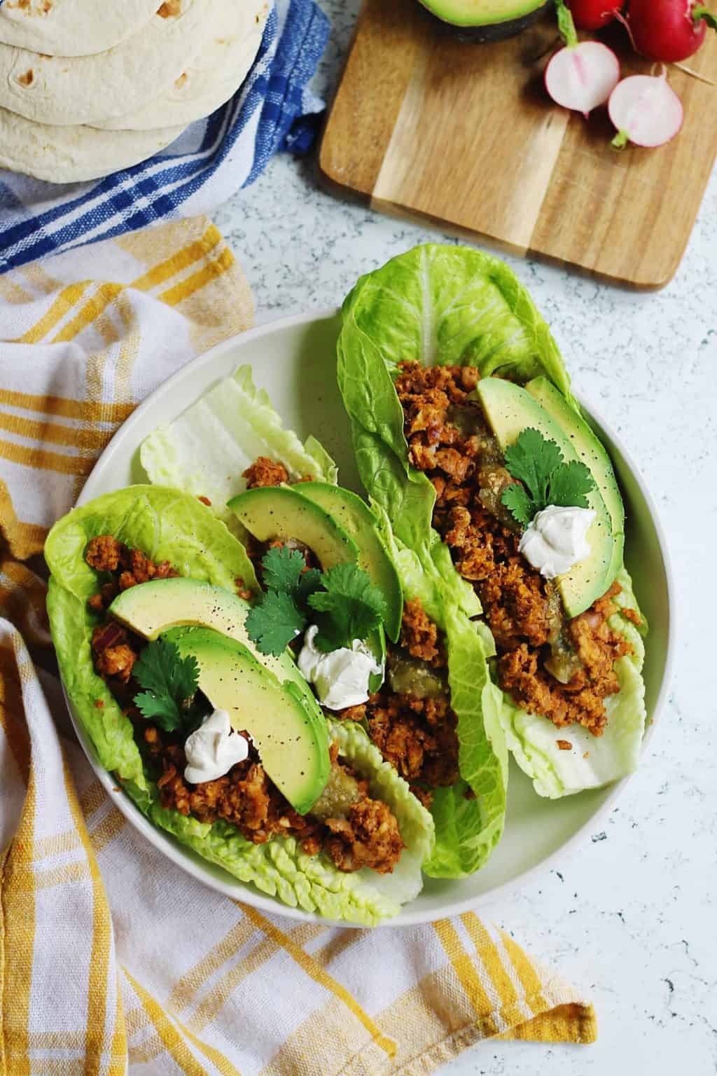 15minute vegan pinto bean taco lettuce wraps Rhubarbarians