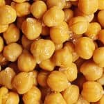 close up of canned chickpeas