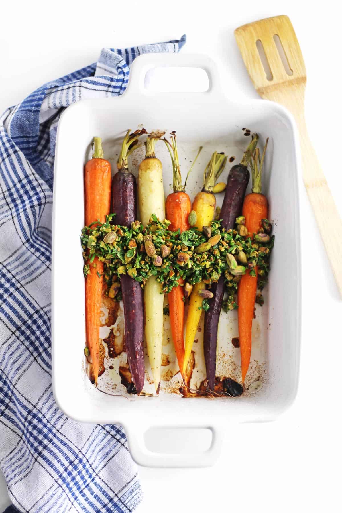 Roasted carrots with mint pistachio relish