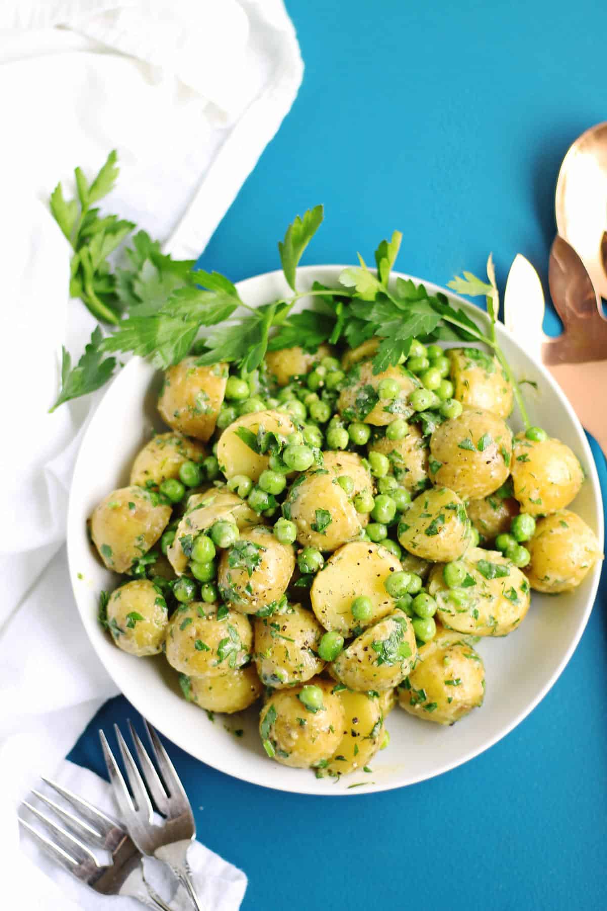 spring potato salad with peas