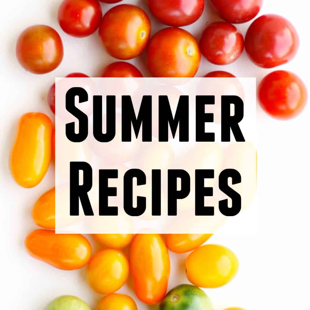 summer recipes text with tomato photo