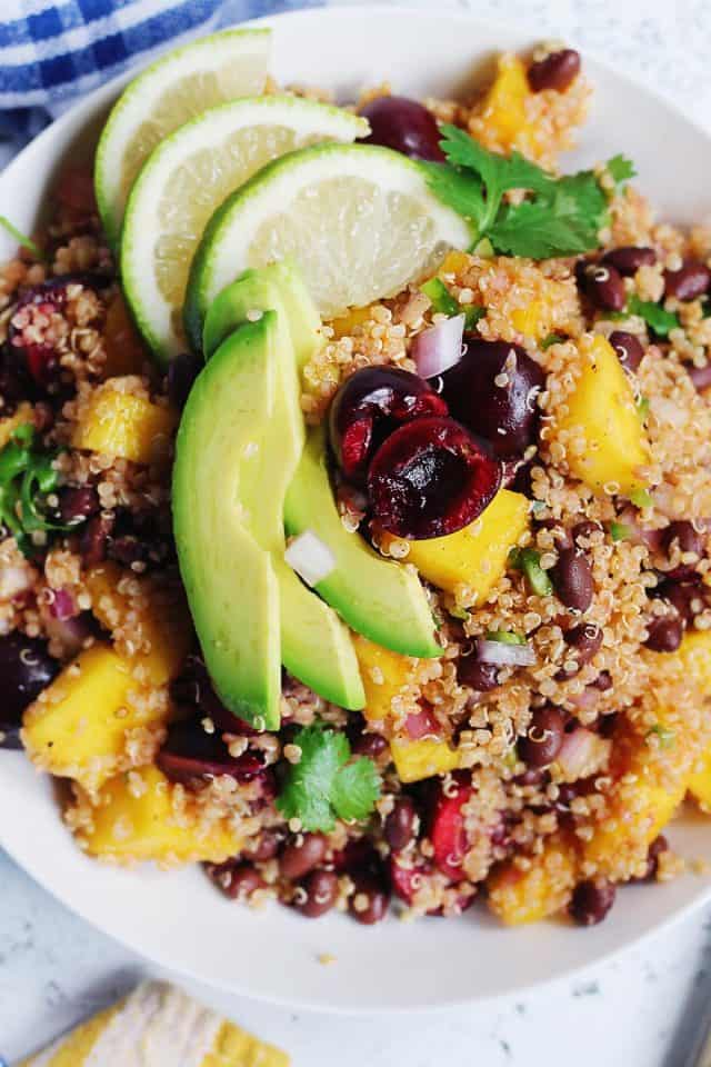 Easy black bean quinoa salad with mango and cherries Rhubarbarians