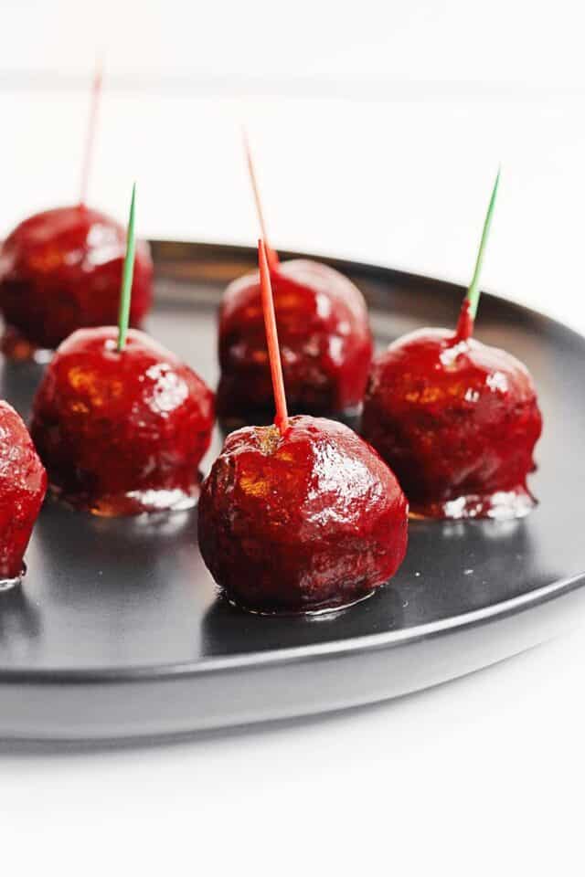 Easy vegan cocktail meatballs with cranberry sauce Rhubarbarians