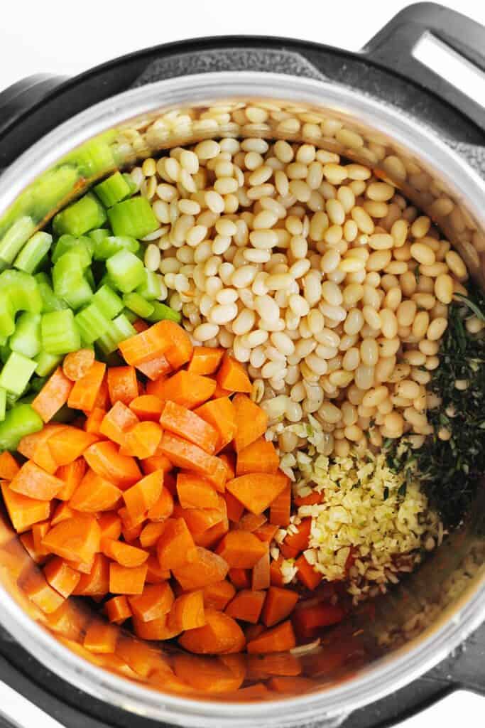 Vegan Instant Pot white bean soup recipe Rhubarbarians