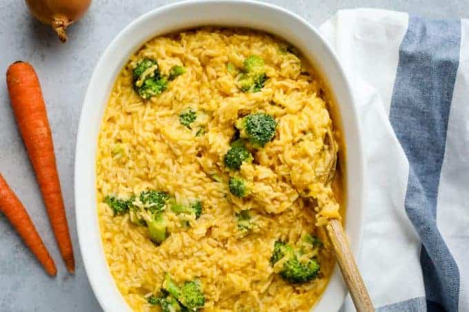 Vegan cheesy broccoli and rice