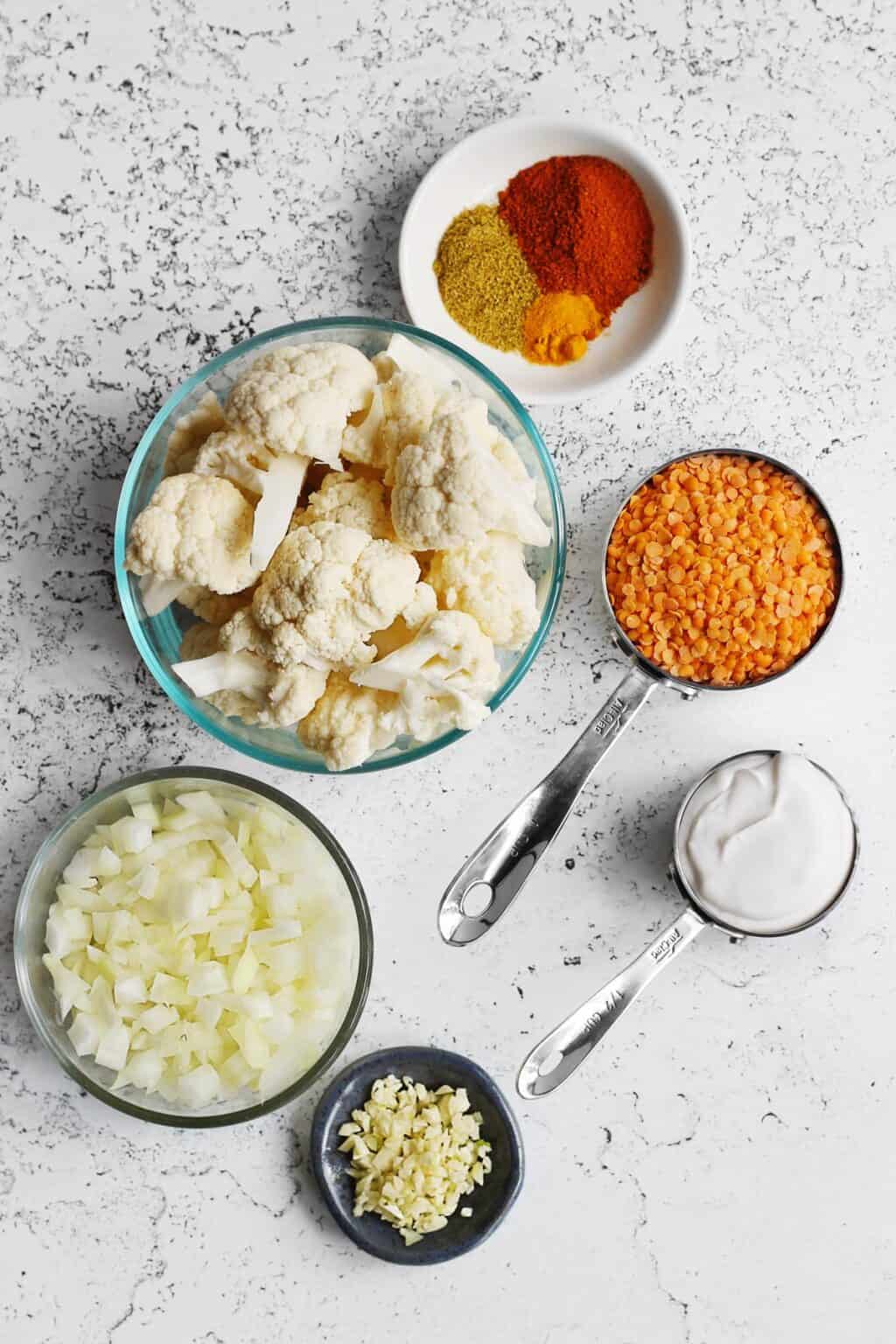 Coconut curry lentils with roasted cauliflower Rhubarbarians