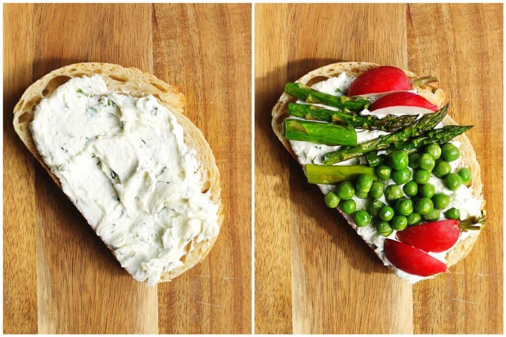 Easy roasted spring veggie toast with goat cheese Rhubarbarians