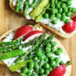 Spring veggie toast with goat cheese