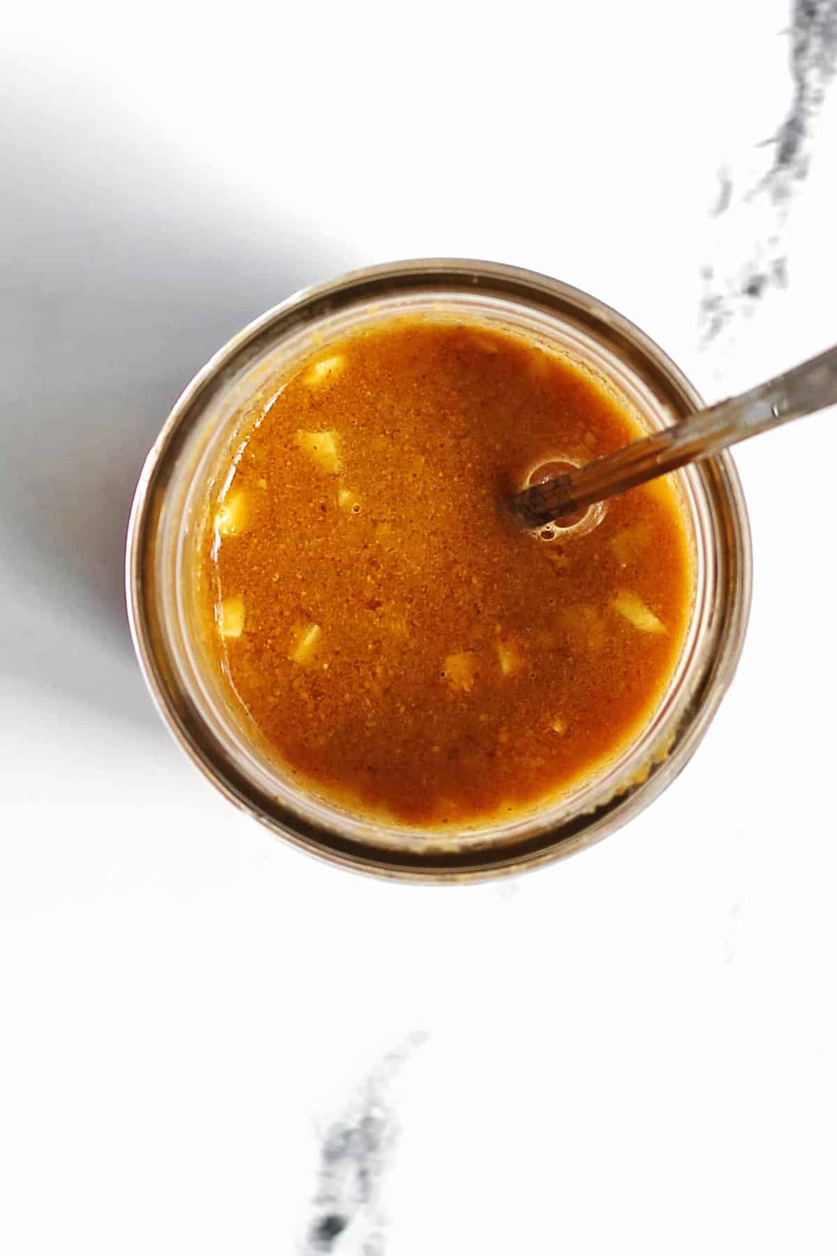 Peanut sauce dressing in a jar