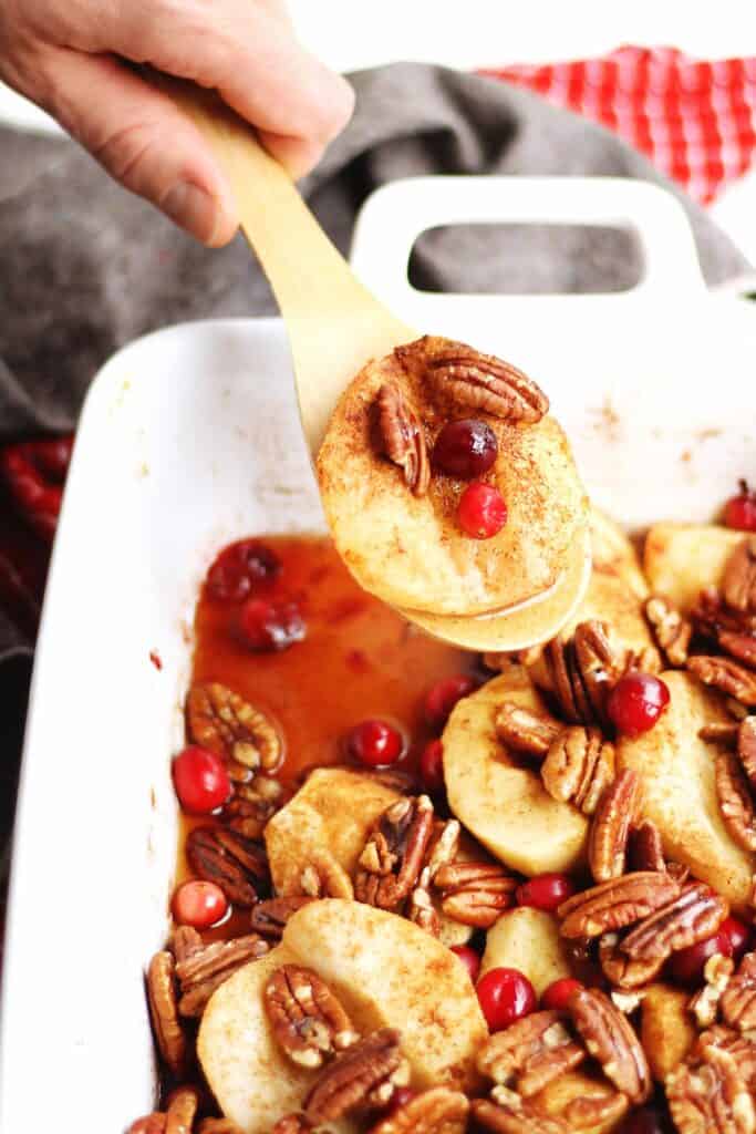 Baked apples and pears with cranberries and pecans Rhubarbarians