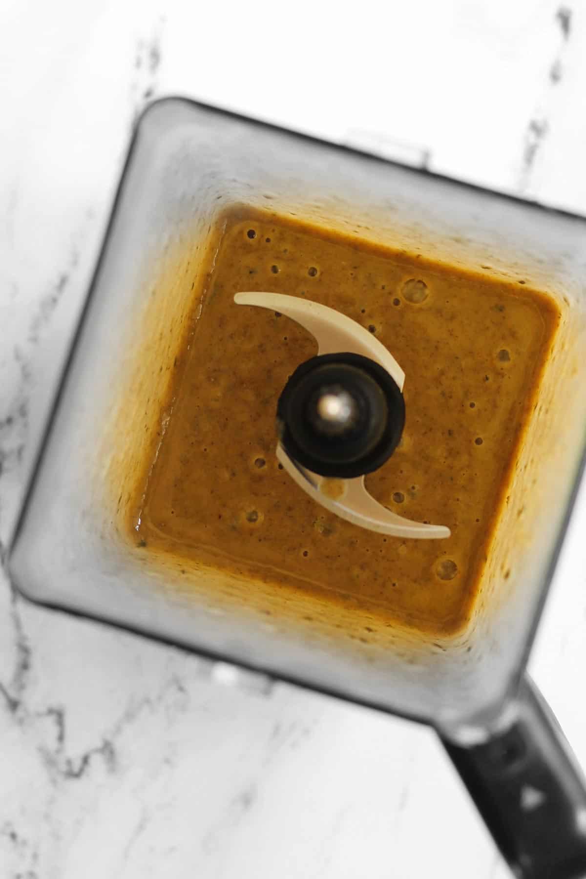 Pureed gravy in a blender